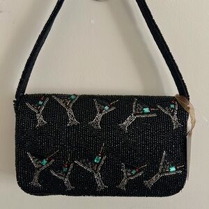 Elegant Black Beaded Martini Bag